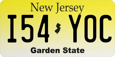 NJ license plate I54YOC