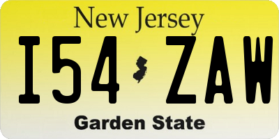 NJ license plate I54ZAW