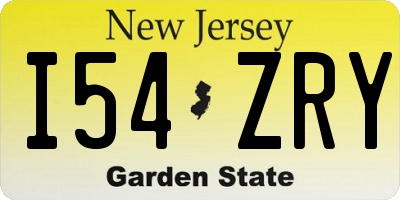 NJ license plate I54ZRY