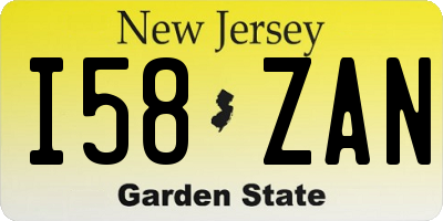 NJ license plate I58ZAN
