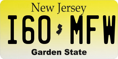 NJ license plate I60MFW