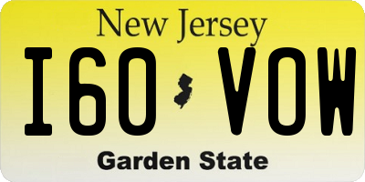 NJ license plate I60VOW