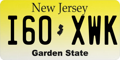 NJ license plate I60XWK