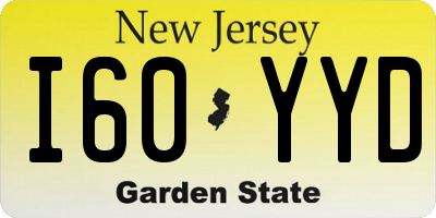 NJ license plate I60YYD