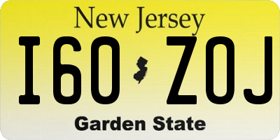 NJ license plate I60ZOJ