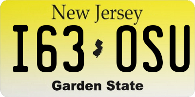 NJ license plate I63OSU
