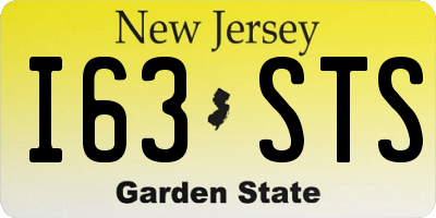 NJ license plate I63STS