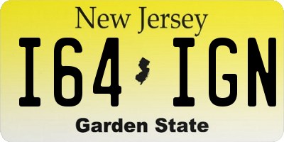 NJ license plate I64IGN