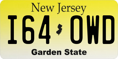 NJ license plate I64OWD