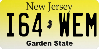 NJ license plate I64WEM