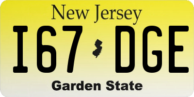 NJ license plate I67DGE