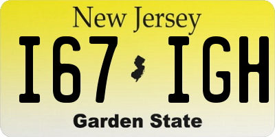 NJ license plate I67IGH