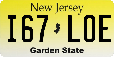 NJ license plate I67LOE