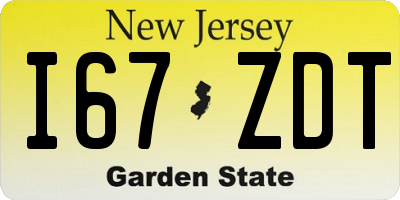 NJ license plate I67ZDT