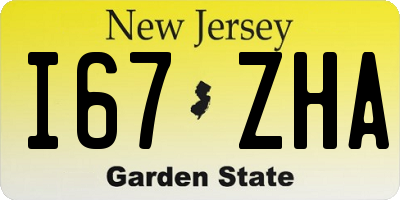 NJ license plate I67ZHA