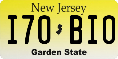 NJ license plate I70BIO