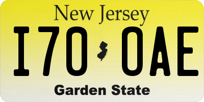 NJ license plate I70OAE
