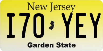 NJ license plate I70YEY
