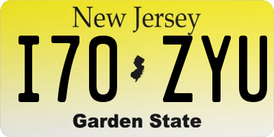NJ license plate I70ZYU