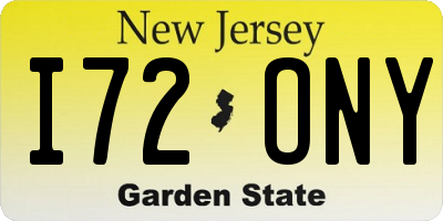NJ license plate I72ONY
