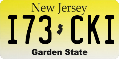 NJ license plate I73CKI
