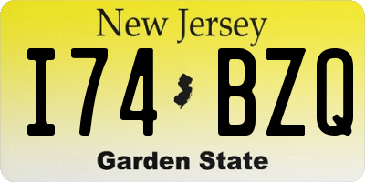 NJ license plate I74BZQ
