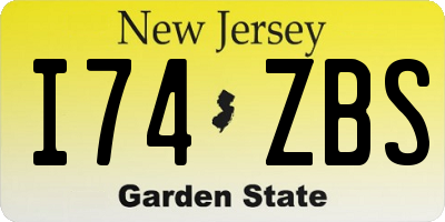 NJ license plate I74ZBS