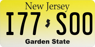 NJ license plate I77SOO