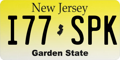 NJ license plate I77SPK