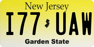 NJ license plate I77UAW
