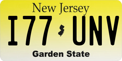 NJ license plate I77UNV