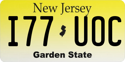NJ license plate I77UOC