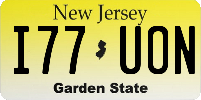 NJ license plate I77UON