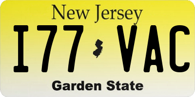 NJ license plate I77VAC