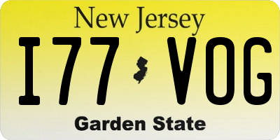 NJ license plate I77VOG