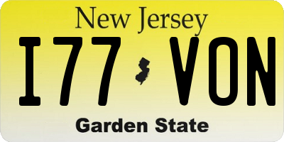 NJ license plate I77VON
