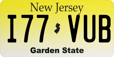 NJ license plate I77VUB