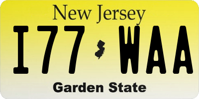 NJ license plate I77WAA