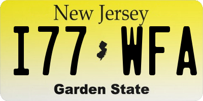 NJ license plate I77WFA