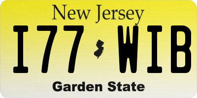 NJ license plate I77WIB
