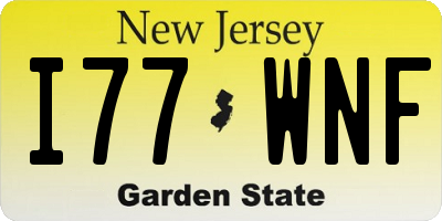 NJ license plate I77WNF