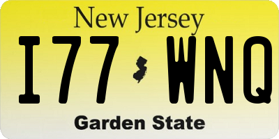 NJ license plate I77WNQ