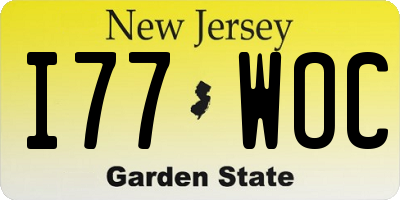 NJ license plate I77WOC
