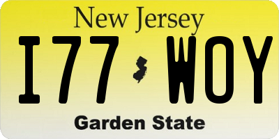 NJ license plate I77WOY