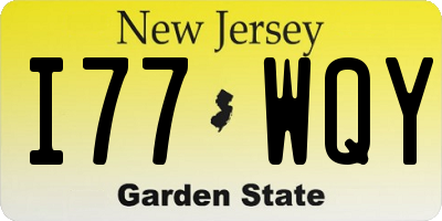 NJ license plate I77WQY