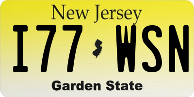 NJ license plate I77WSN