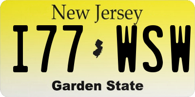 NJ license plate I77WSW