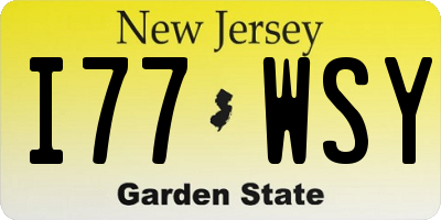 NJ license plate I77WSY