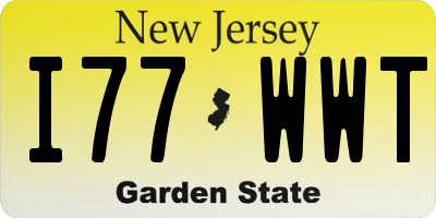 NJ license plate I77WWT