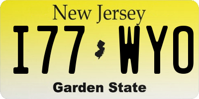 NJ license plate I77WYO
